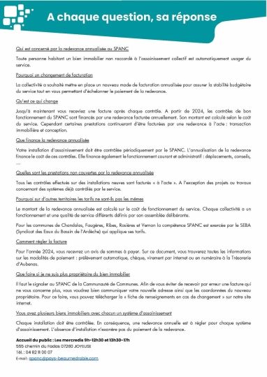 La CdC Beaume-Drobie communique sur le SPANC