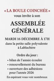 Assemblée Générale de la BOULE COINCHEE