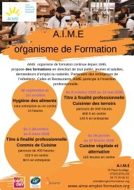 L'association AIME communique sur une formation en cuisine