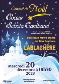 La SCHOLA CANTHAREL donne un concert de Noël à Notre-Dame de Bon Secours le 20/12/2023