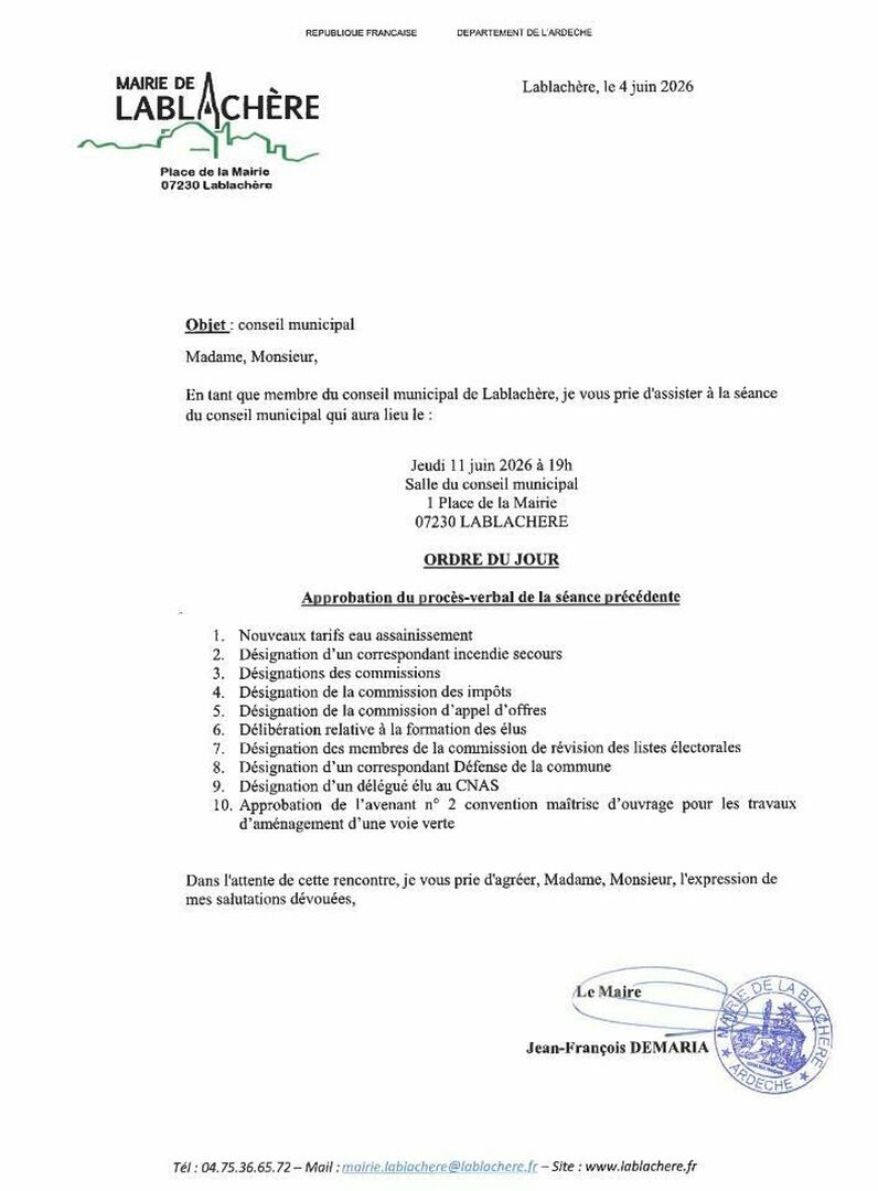 convocation 11 juin