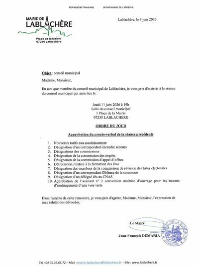 Convocation du conseil municipal