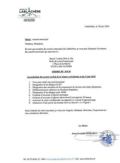 Convocation conseil municipal