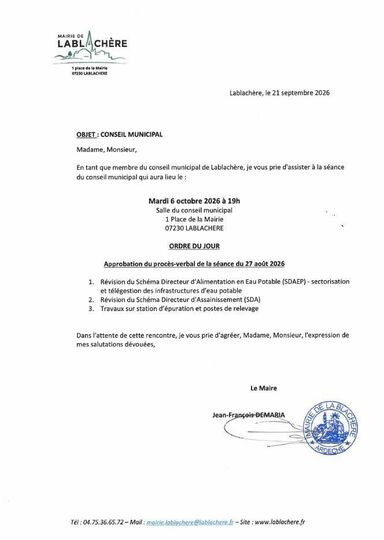 Convocation du conseil municipal