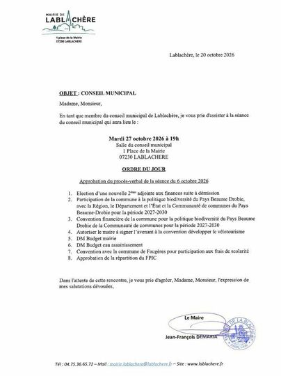 Convocation du conseil municipal