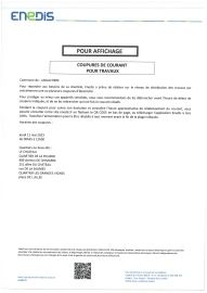 Coupure de courant pour travaux - 11/5/2023