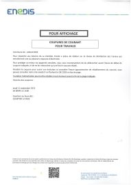 Coupure de courant le 11/9/2025
