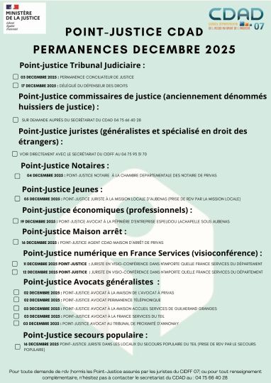 Point justice décembre