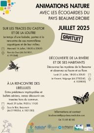 Programme d'animations avec les Ecogardes 2025 en Pays Beaume Drobie