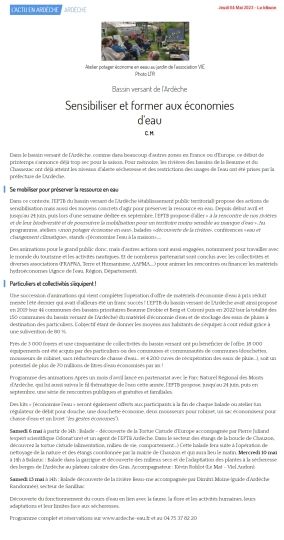 Sensibilisation aux économies d'eau