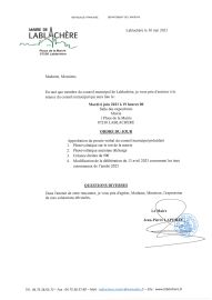 Ordre du jour du conseil municipal du 6 juin 2023 à 19h