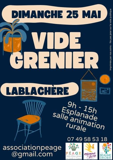 Vide grenier organisé par l'école du Péage le 25 mai 2025