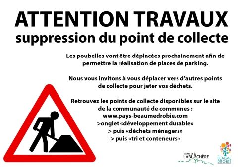 Prévisions de travaux au CAMSCI qui entraînent la suppression de point de collecte